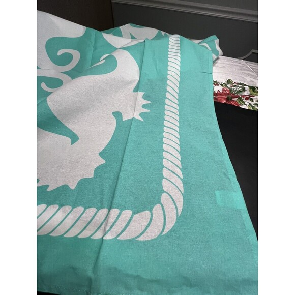 Beach Road Seahorses Teal White “The Beach Sheet” - Picture 8 of 14